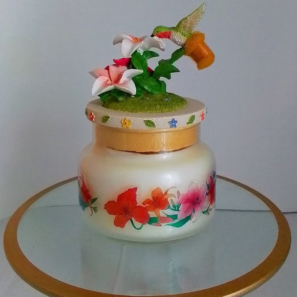 Vintage AVON Jar Candle with Ceramic Hummingbird Topper * NEW - Picture 1 of 7